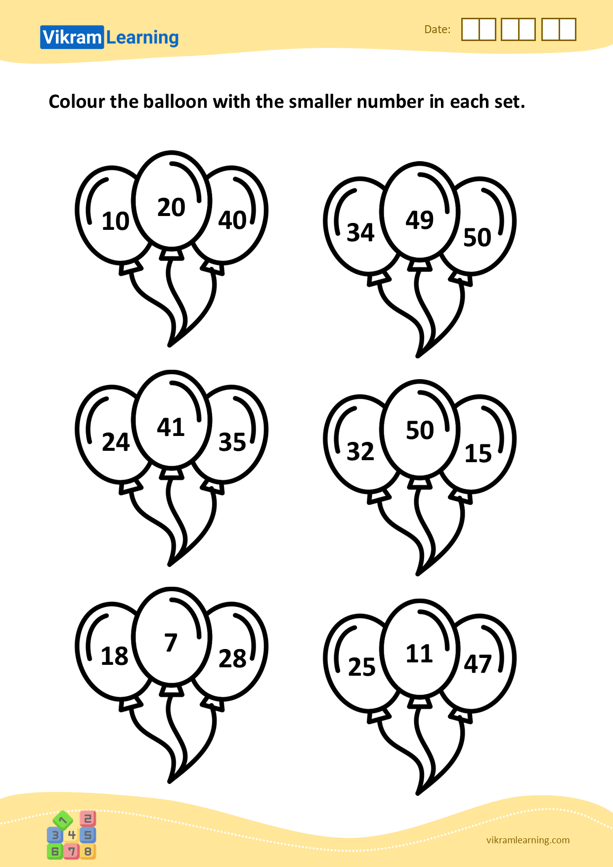 Smaller Number Worksheets For Kindergarten