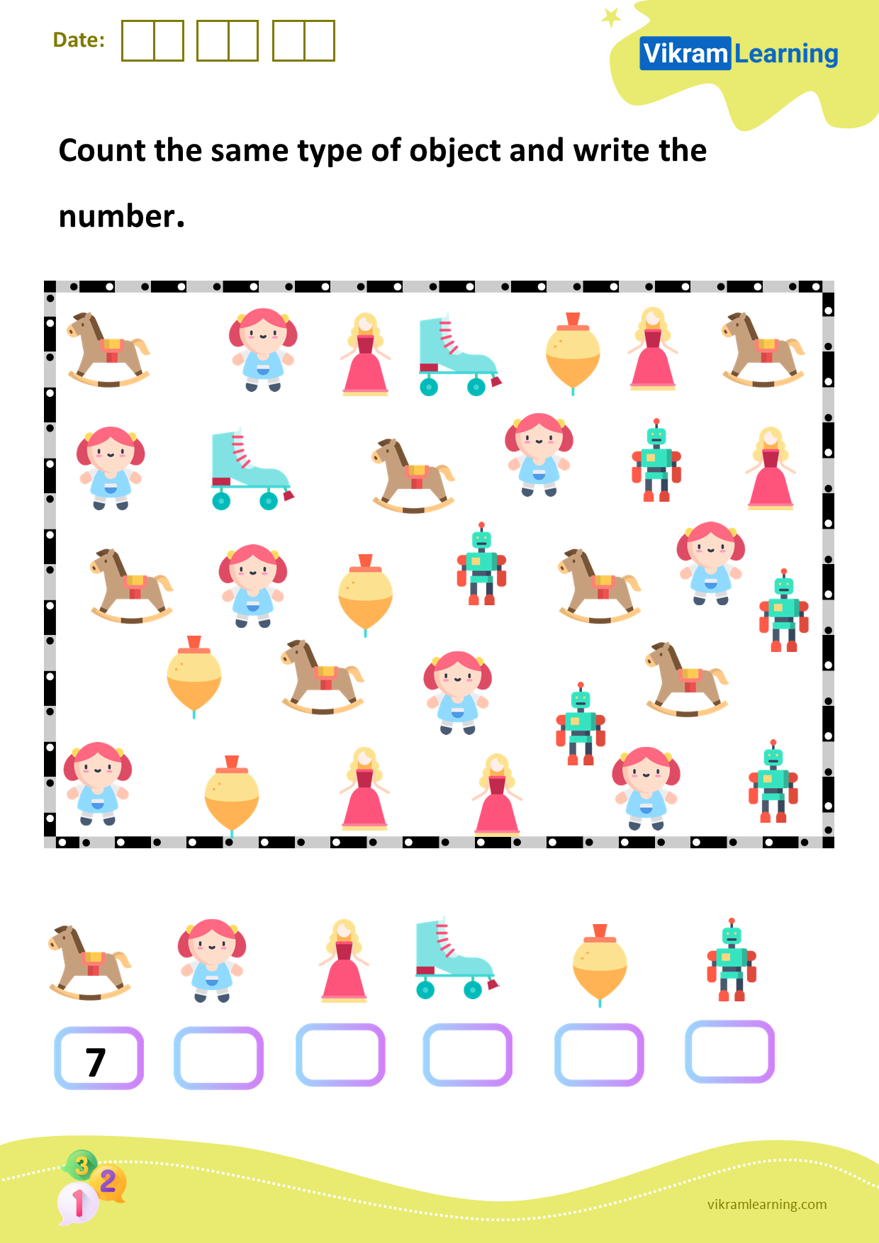 Download count the same type of object and write the number worksheets