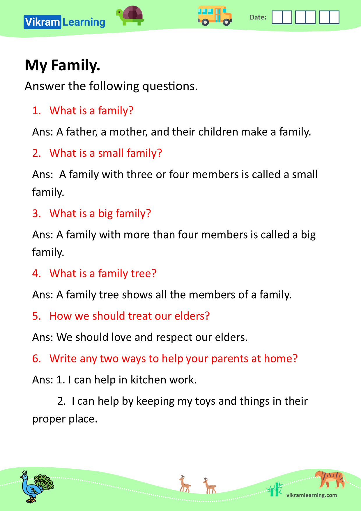 Download my family, types of families, and family tree worksheets