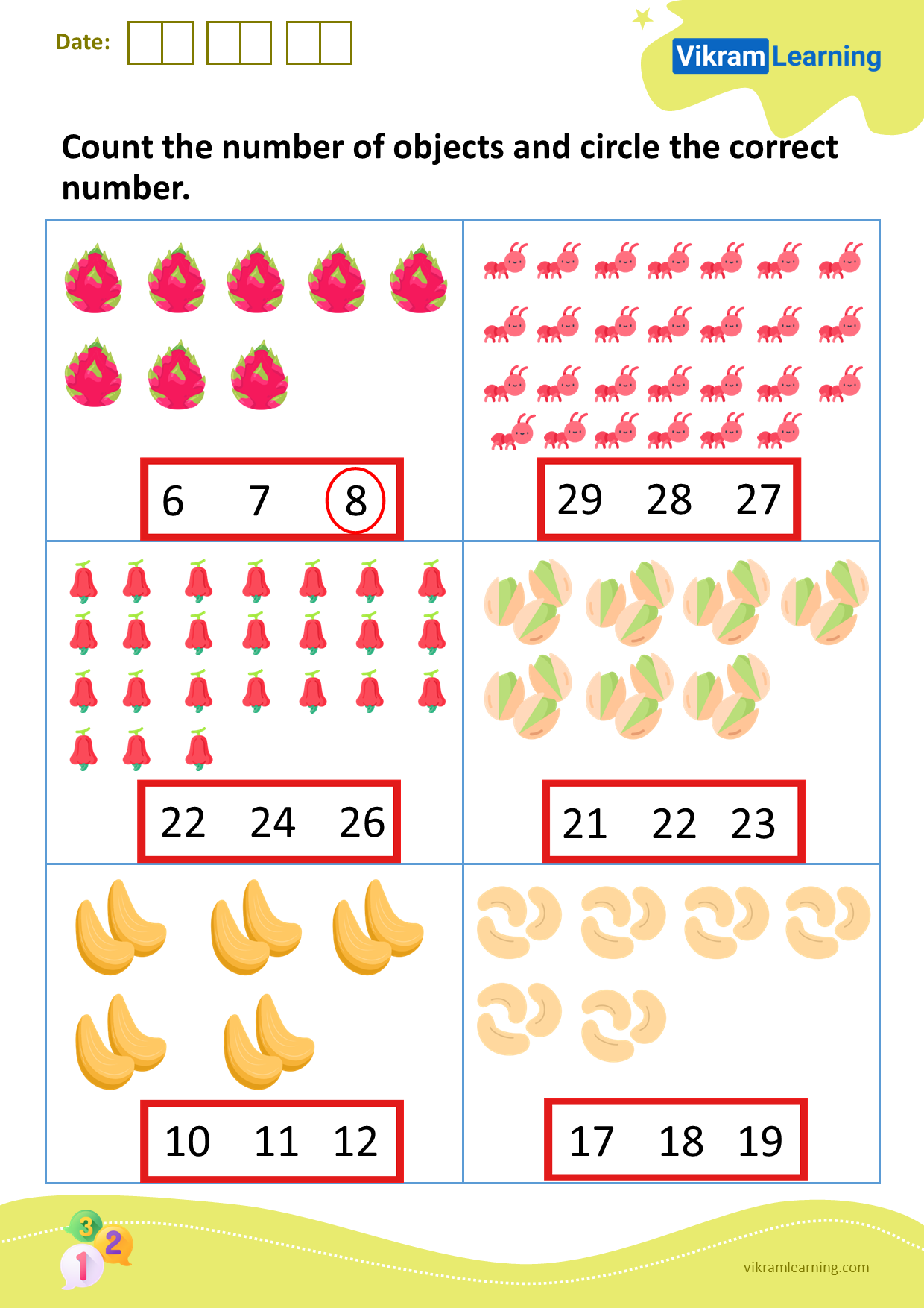 Download count the number of objects and circle the correct number worksheets