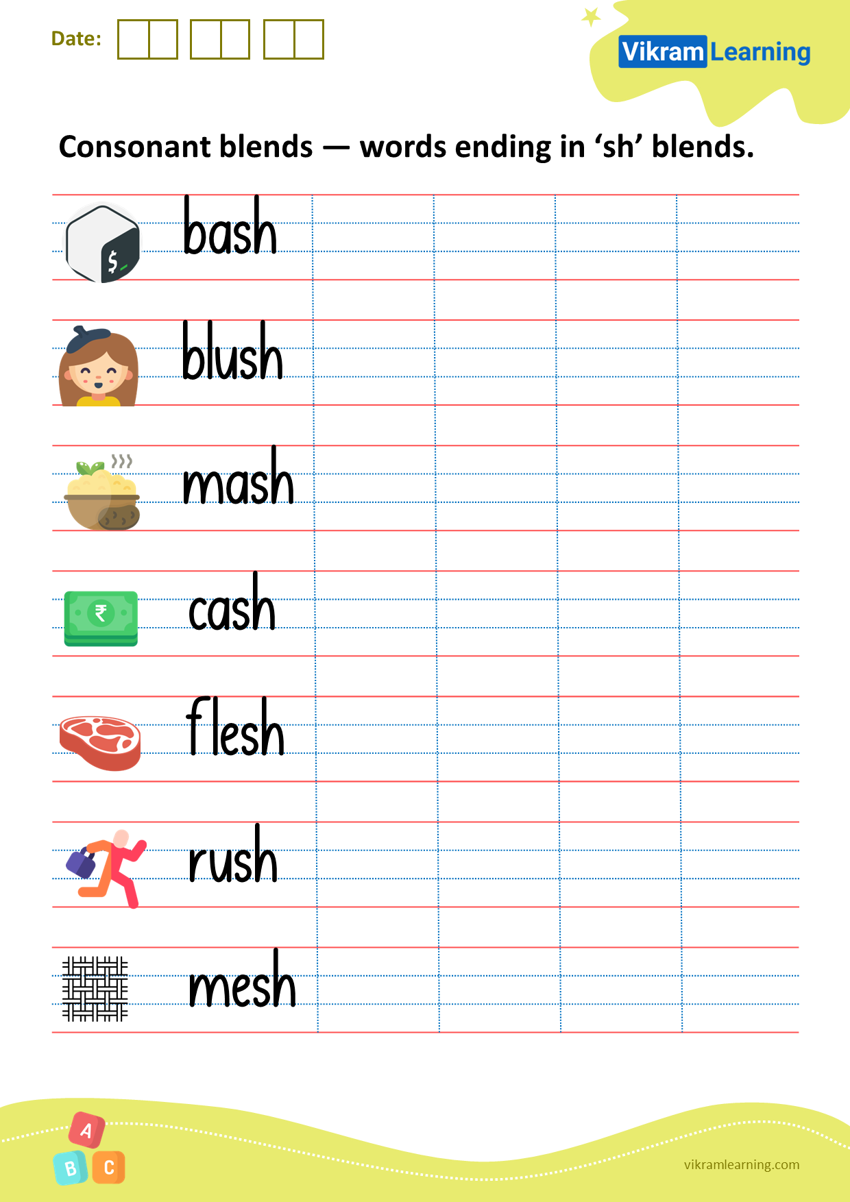 Download Consonant Blends words Ending In sh Blends Worksheets 