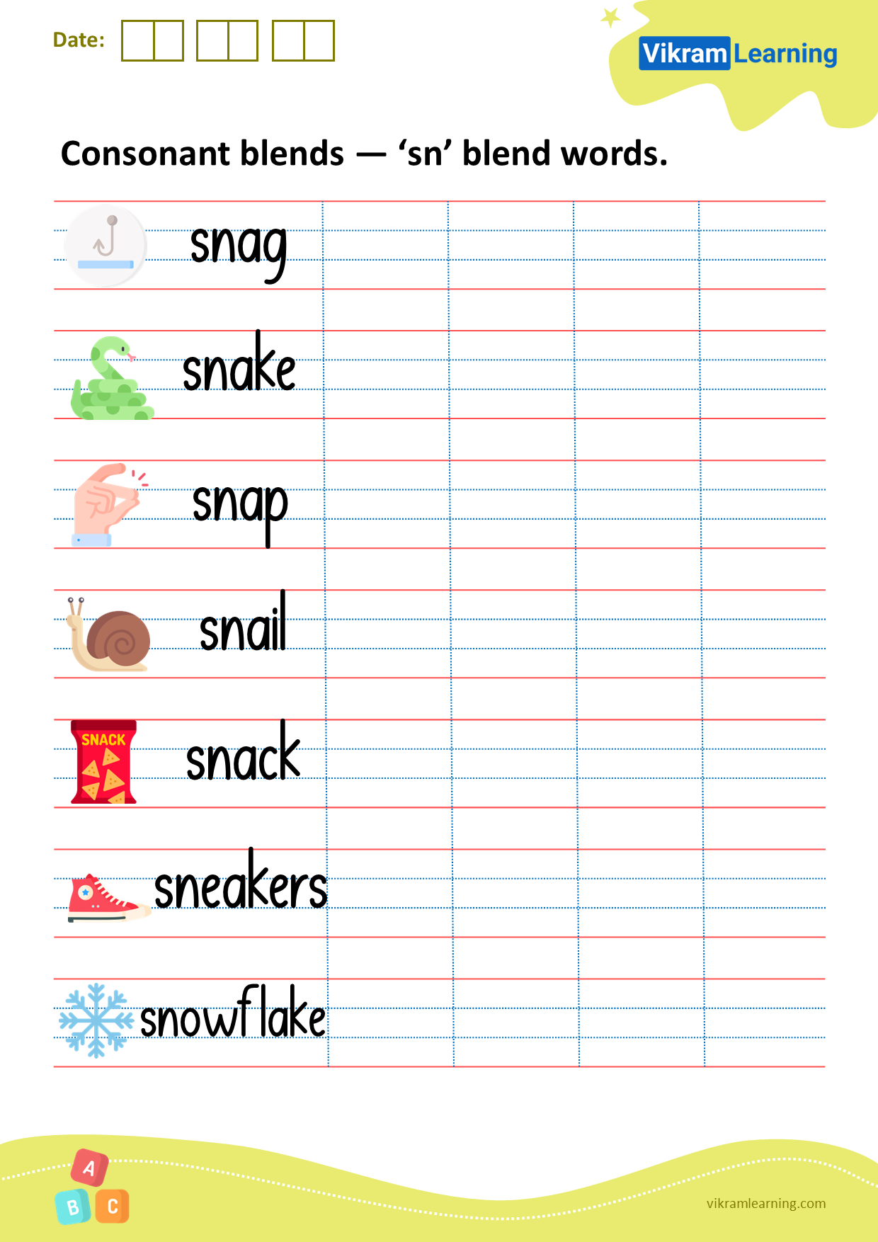 Download consonant blends — ‘sn’ blend words worksheets