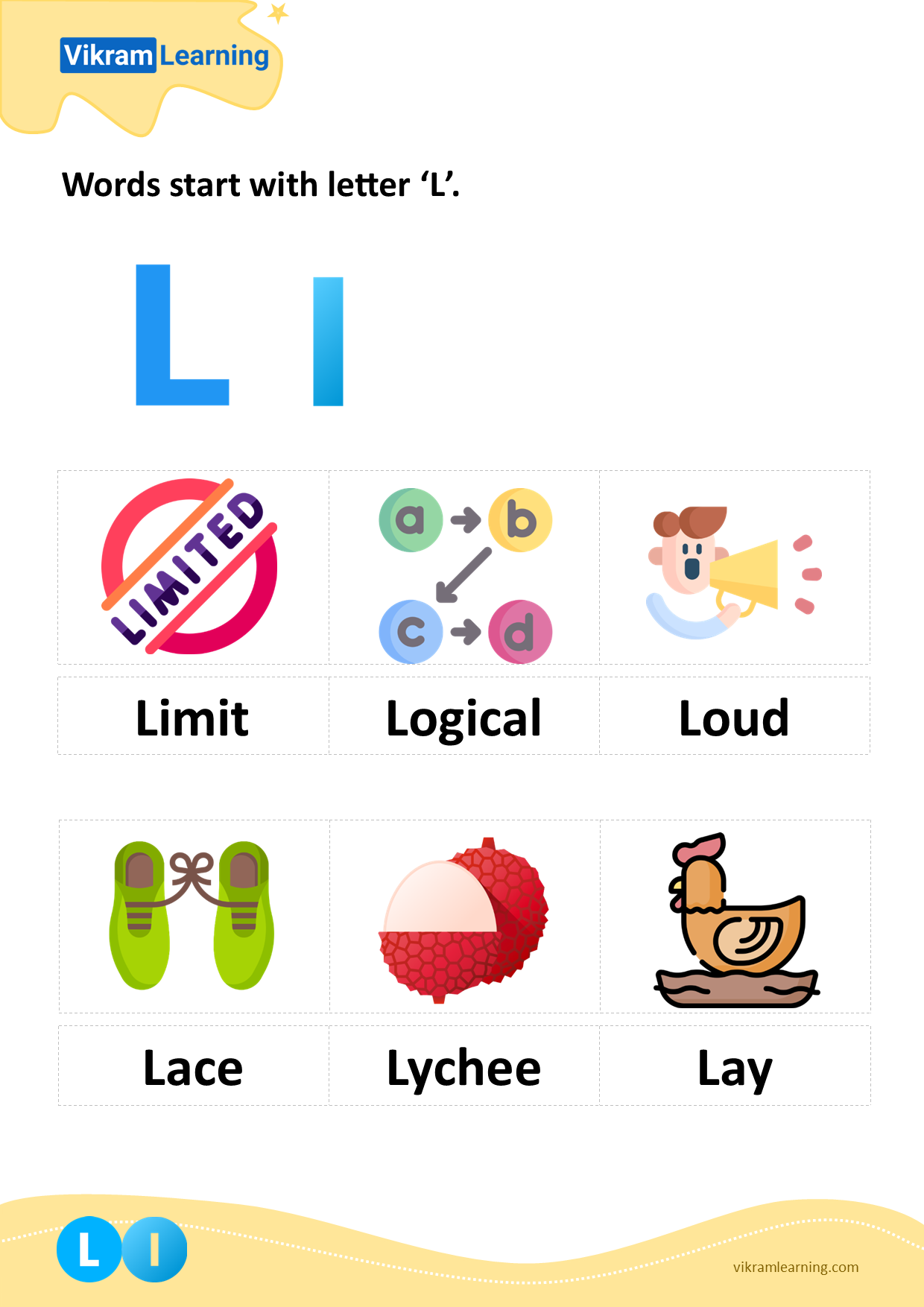 Download words start with letter 'l' worksheets