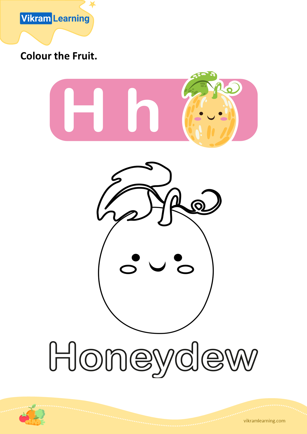 Download colour the fruit - honeydew worksheets