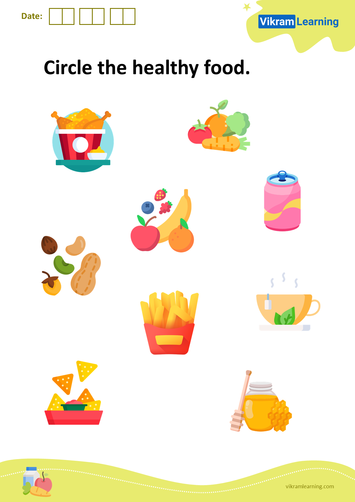 Download circle the healthy food. worksheets