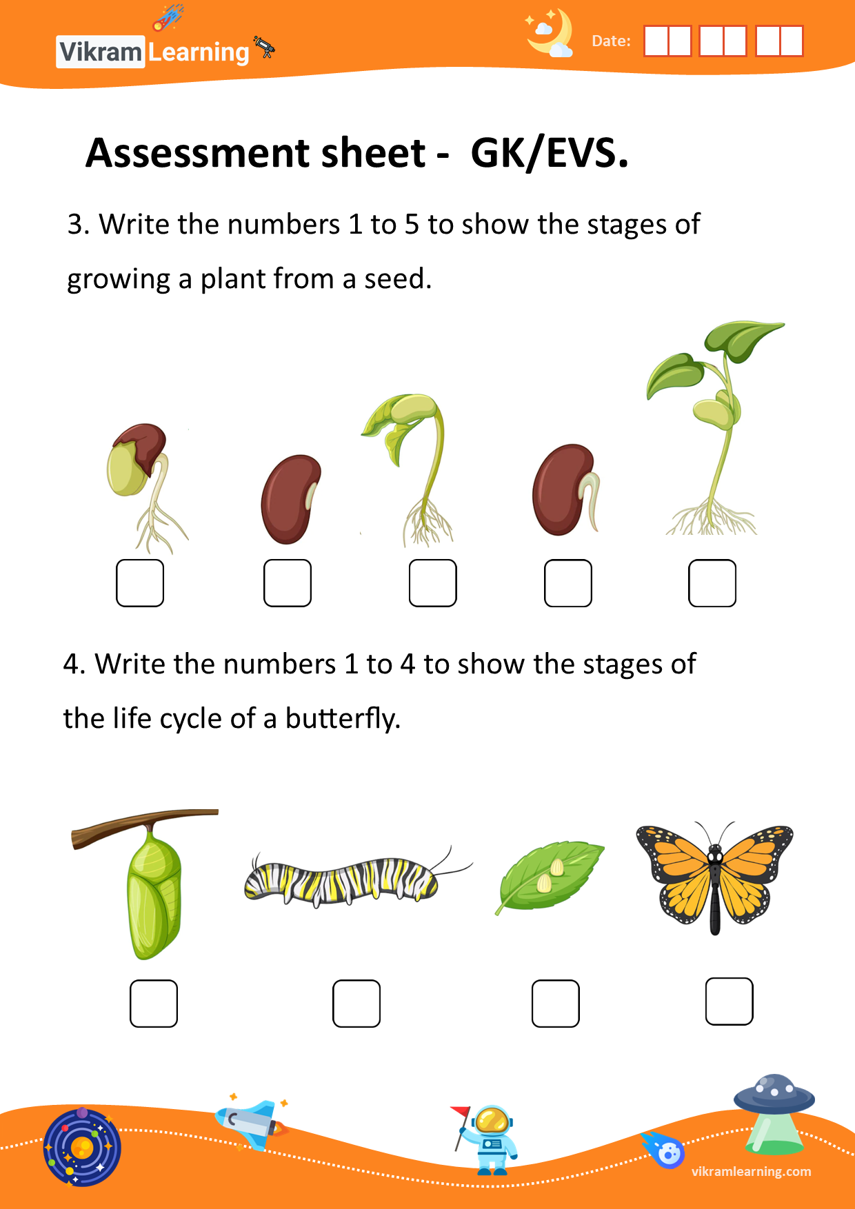 Download term - 1 assessment sheet -  gk/evs. worksheets