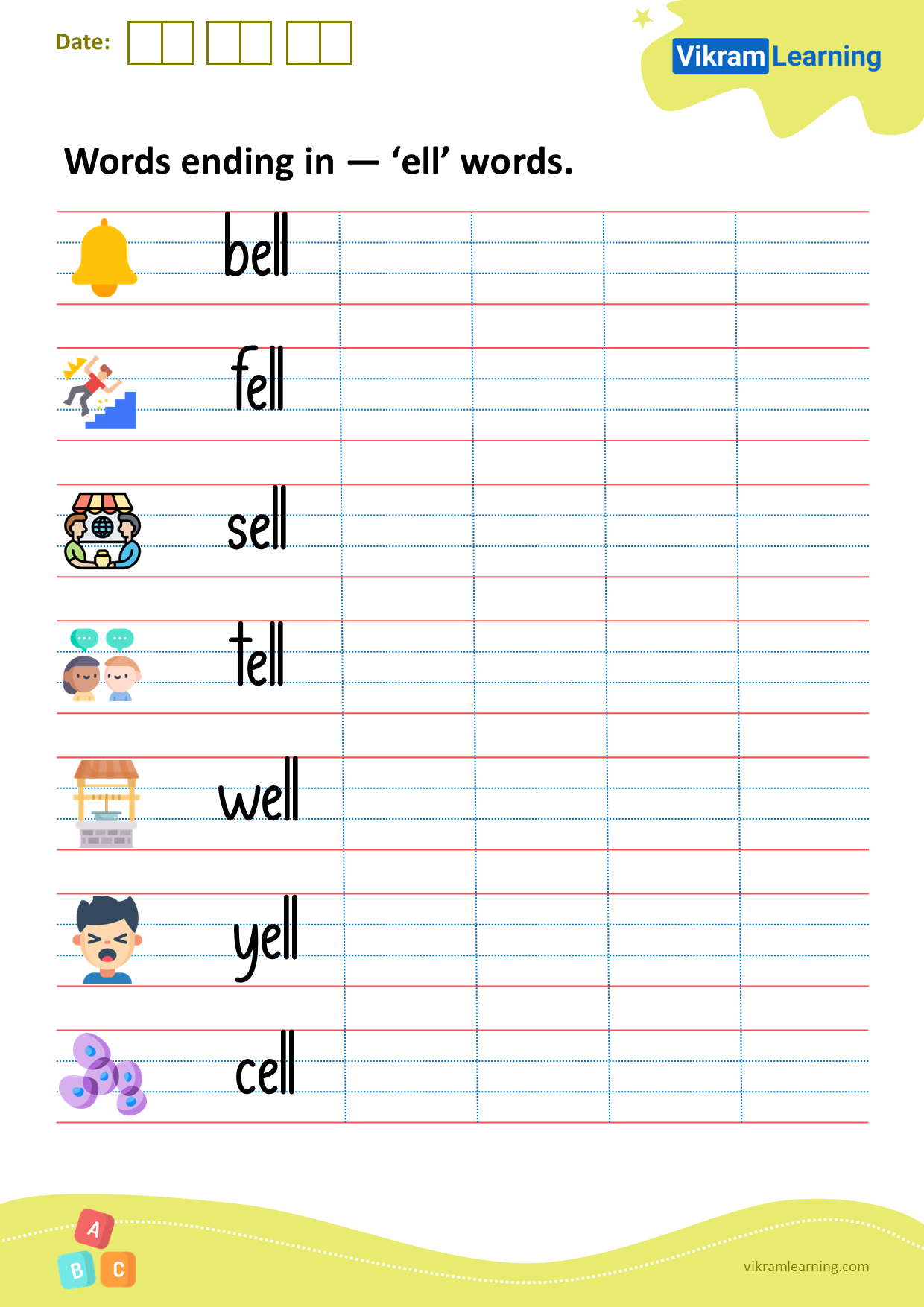 Download Words Ending In ell Words Worksheets Vikramlearning