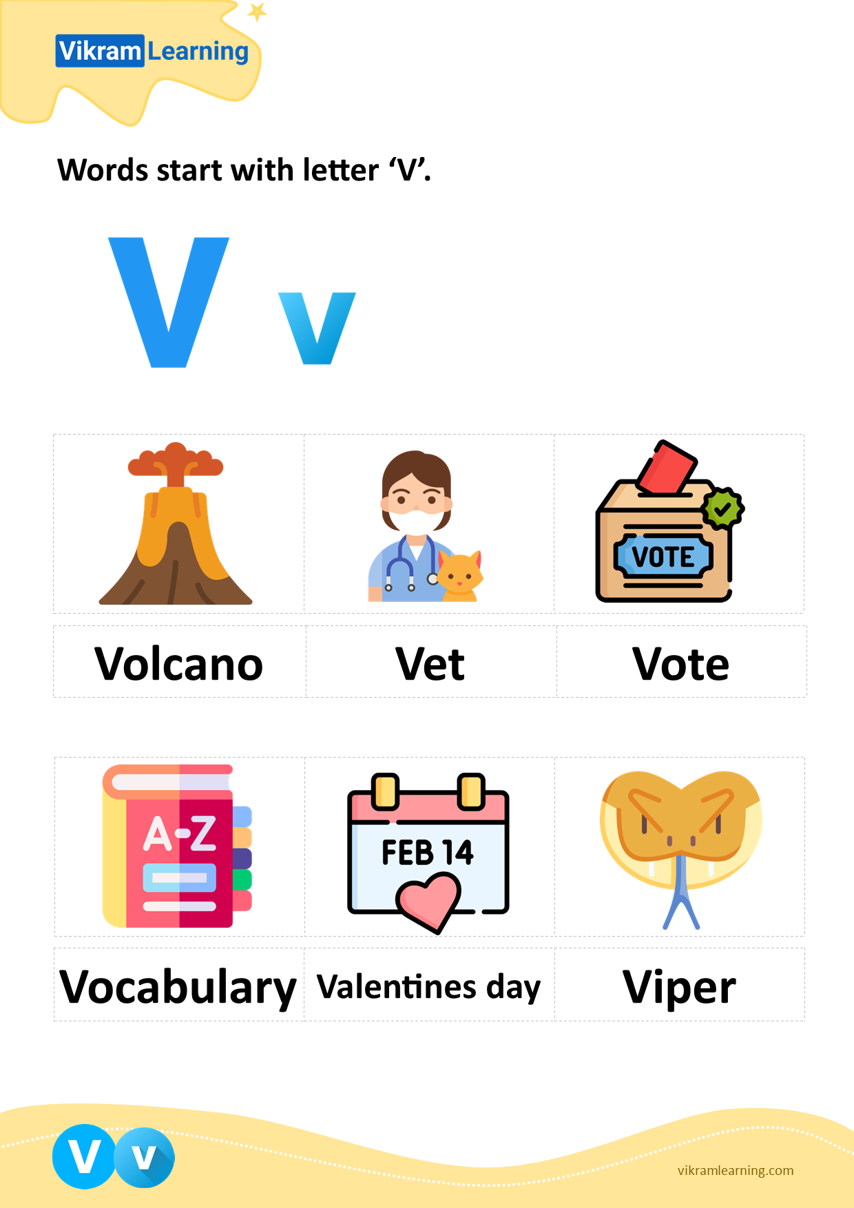 Download Words Start With Letter v Worksheets Vikramlearning