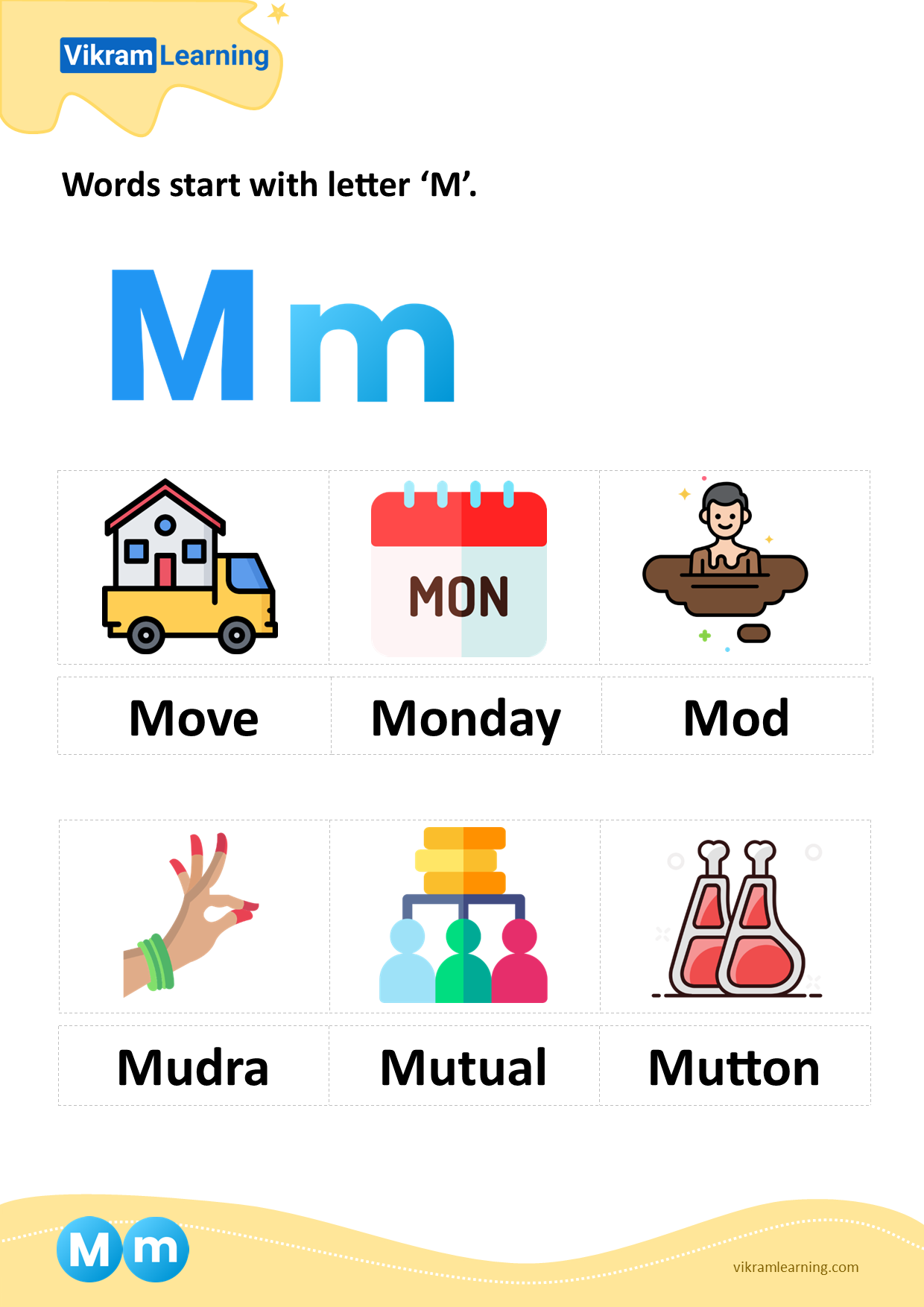 Download Words Start With Letter m Worksheets Vikramlearning