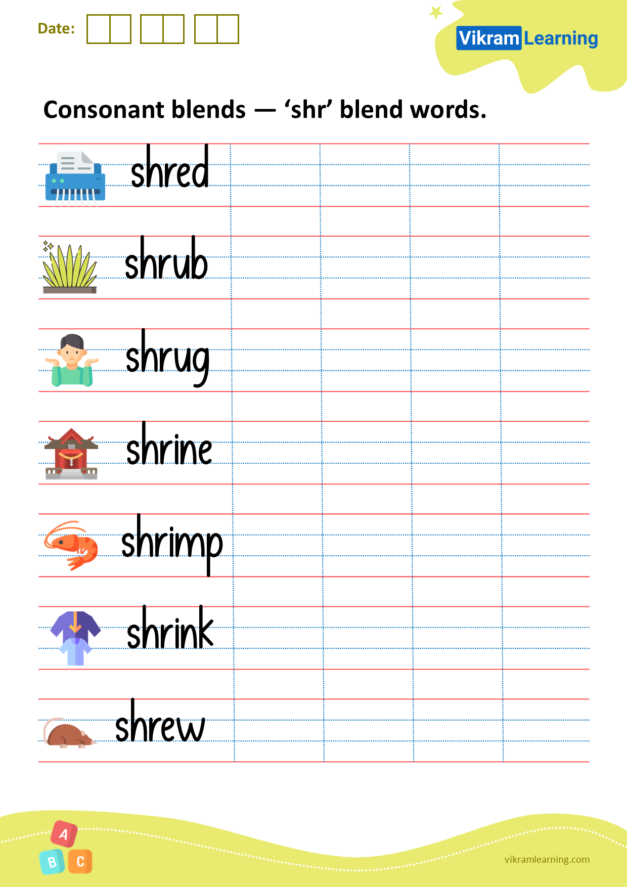 Download consonant blends — ‘shr’ blend words worksheets