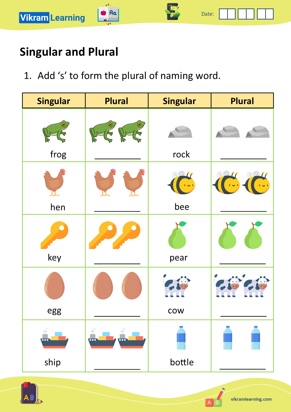 Download singular and plural worksheets