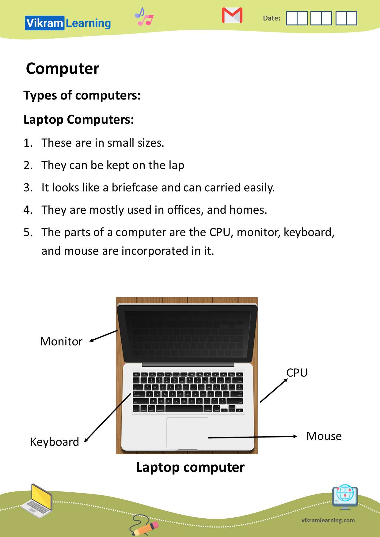 Download computer - a machine worksheets