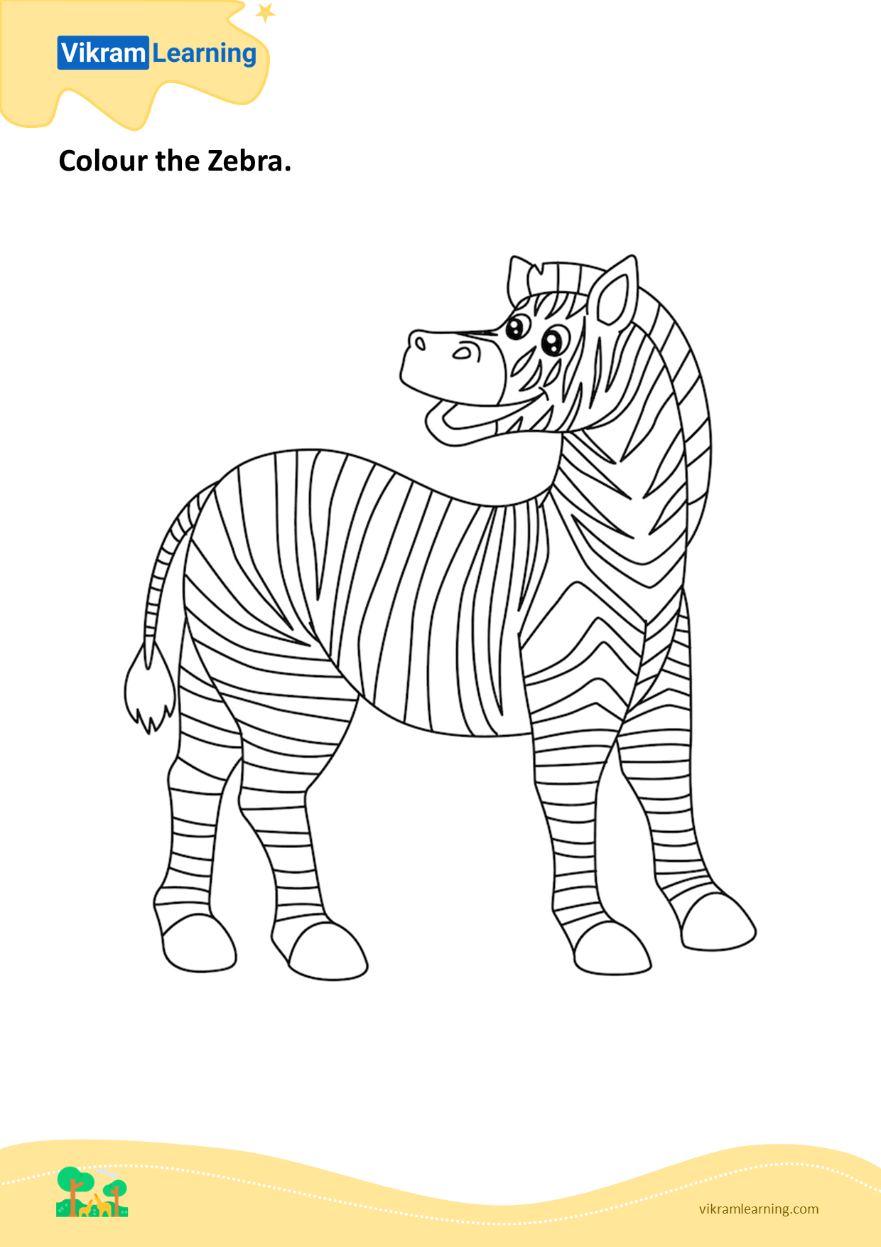 Download colour the zebra worksheets