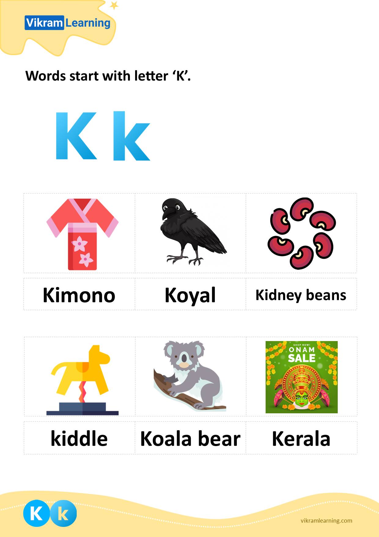 Download Words Start With Letter k Worksheets Vikramlearning