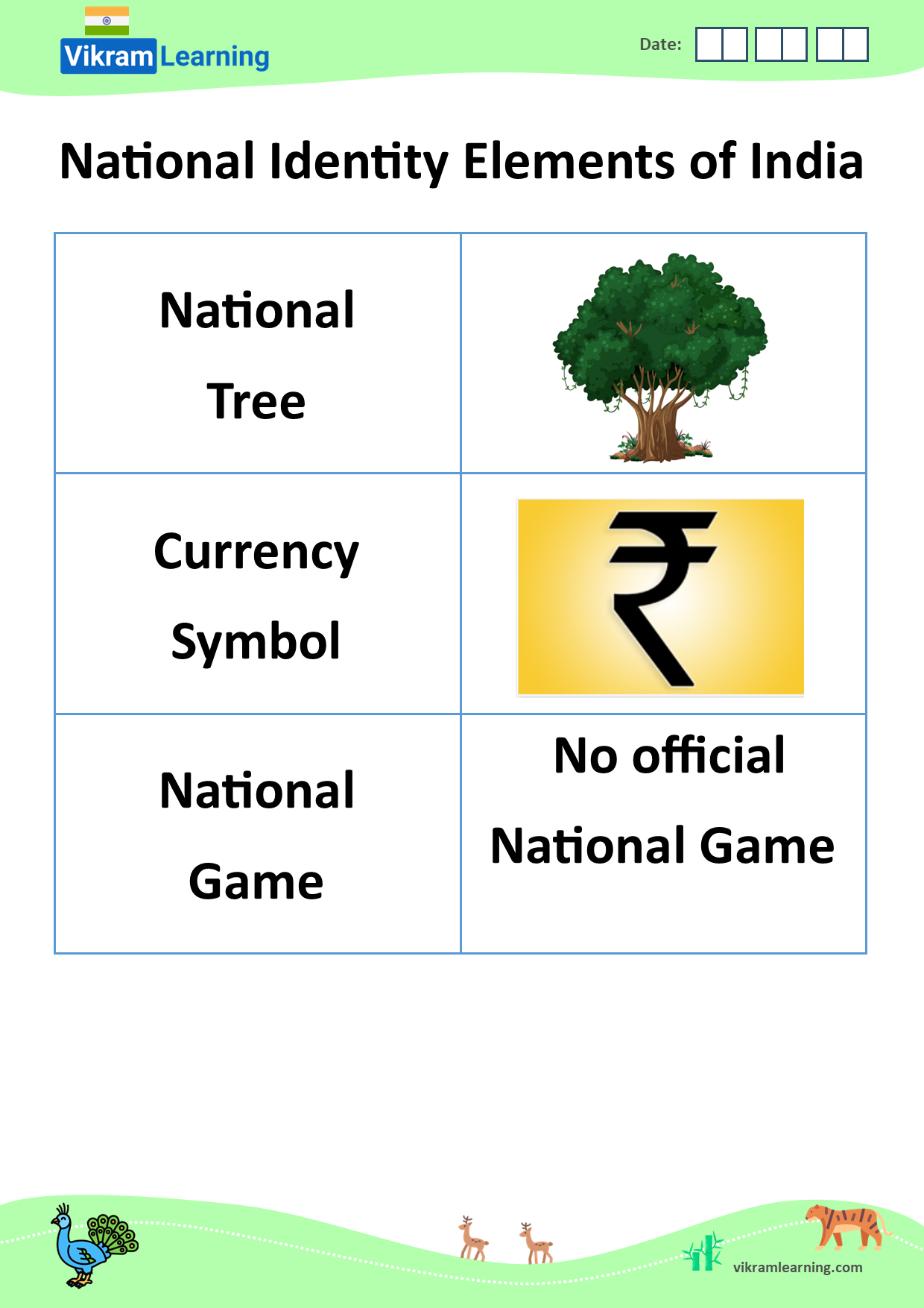 Download india national symbols worksheets