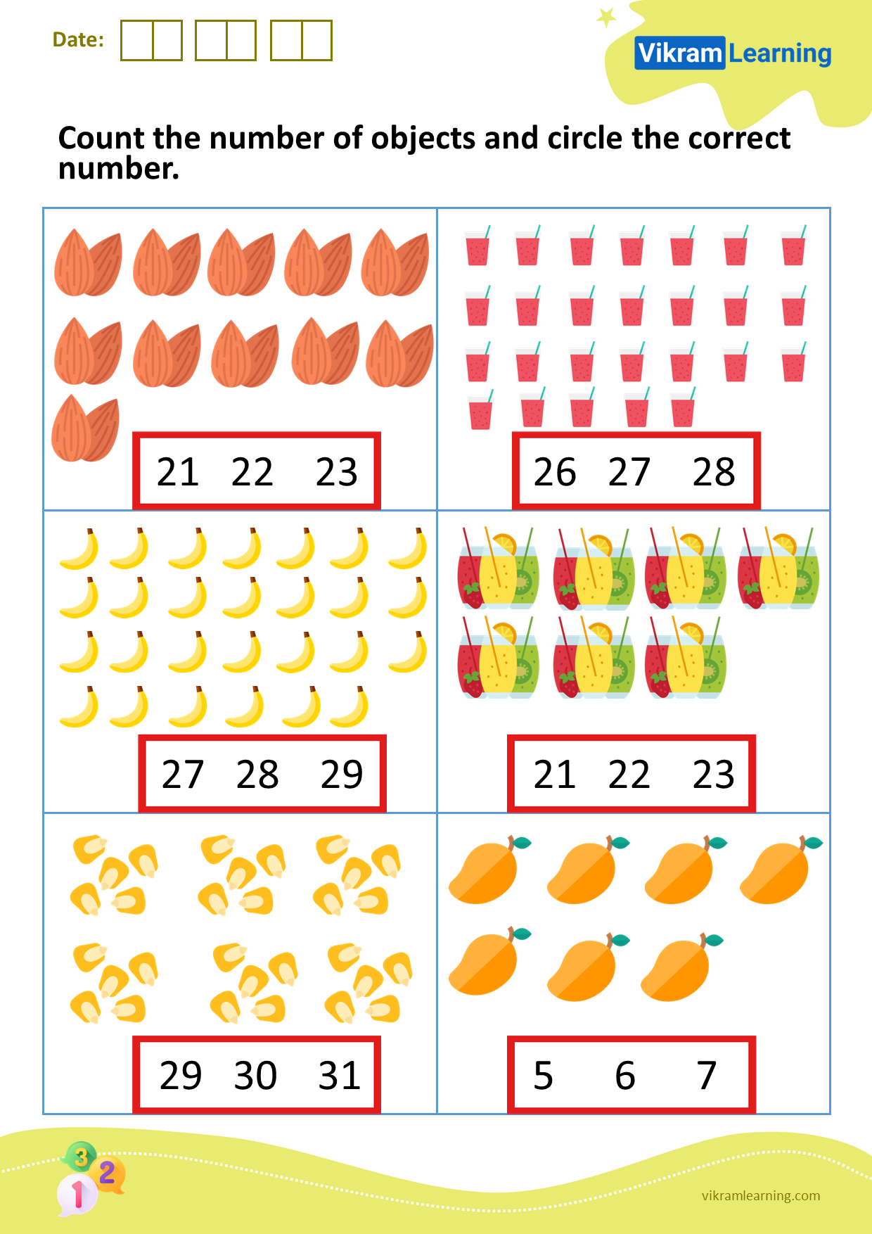 Download count the number of objects and circle the correct number worksheets
