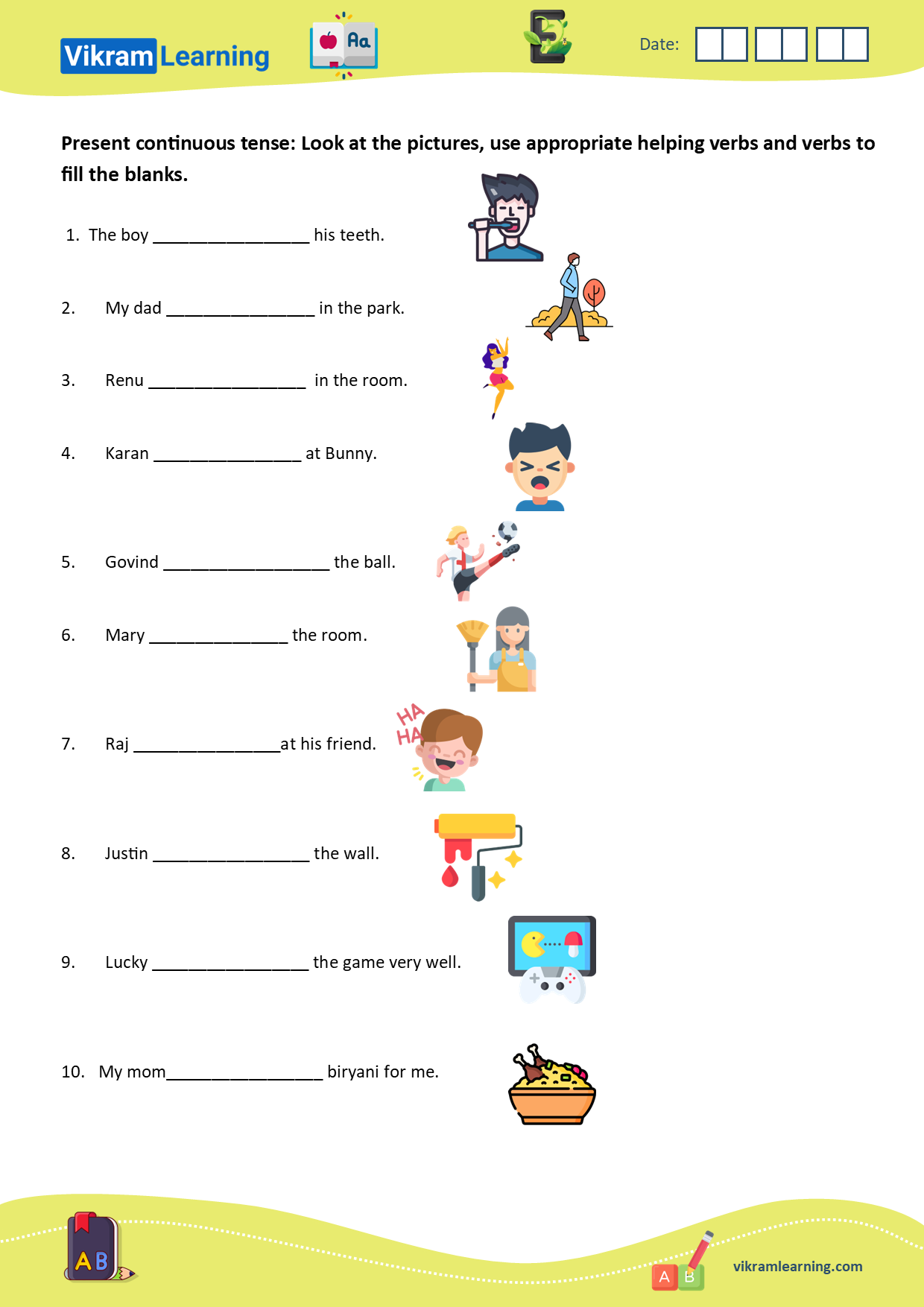 Download types of tenses:  explanation of simple preset tense explanation, present continuous tense, simple past tense with examples, worksheets on tenses worksheets