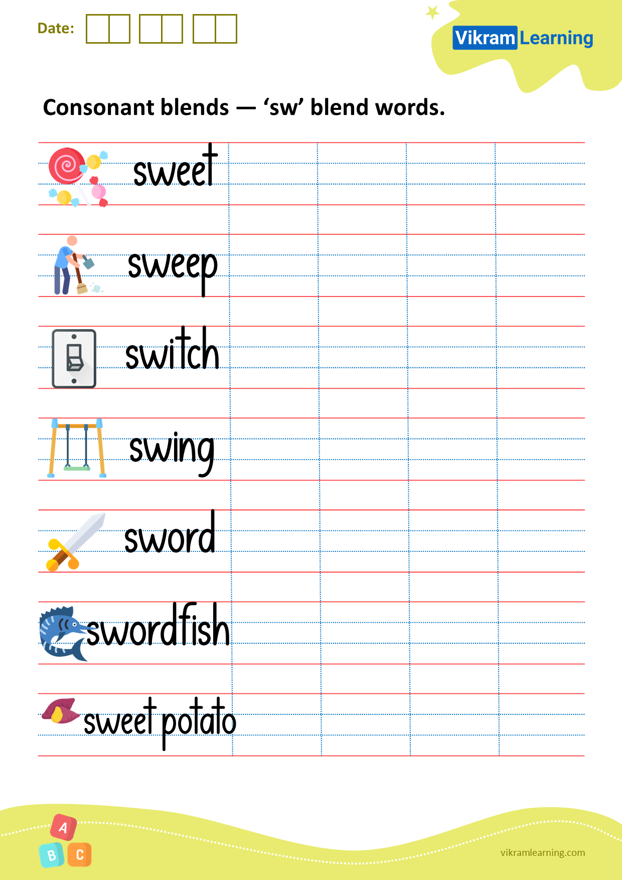 Download consonant blends — ‘sw’ blend words worksheets