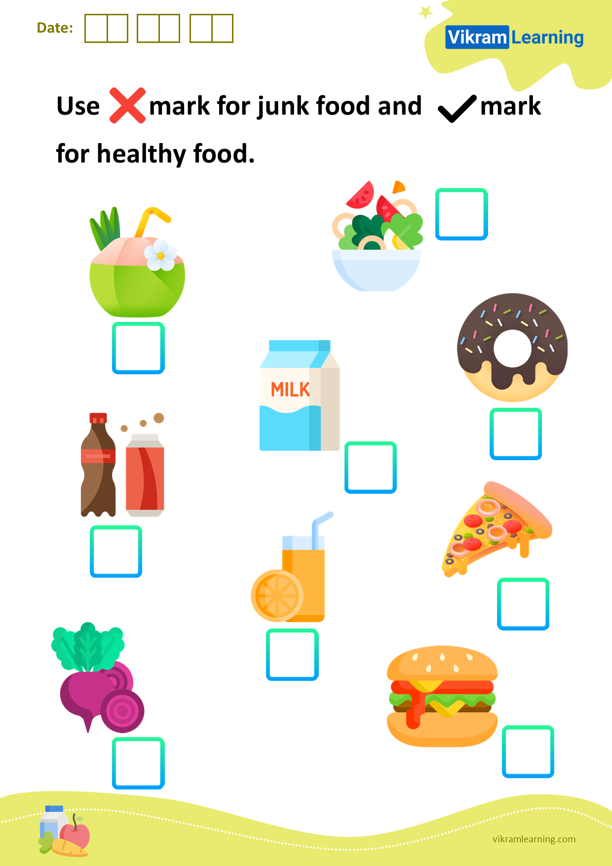 Download use the 'x' mark for junk food and the right mark for healthy ...