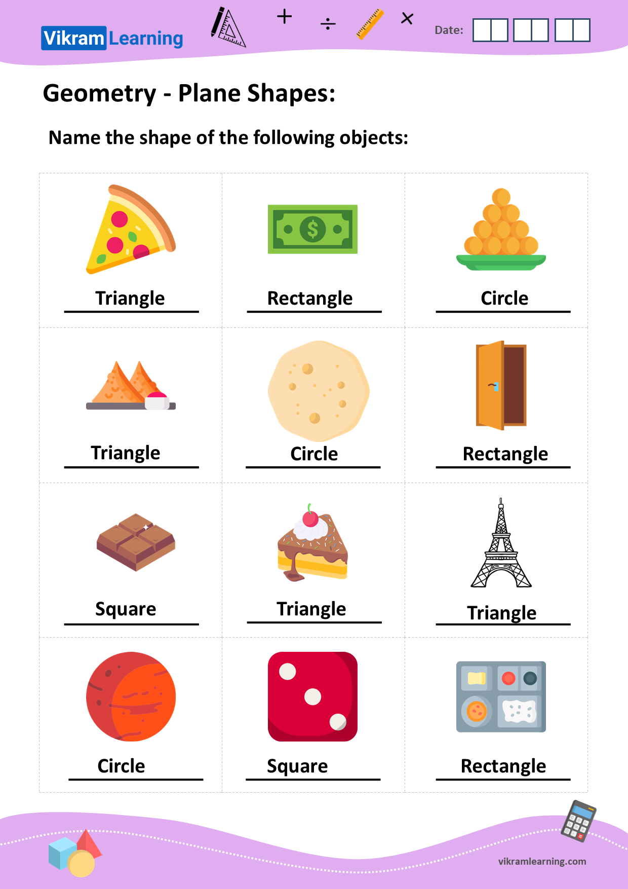 Download geometry shapes worksheets | vikramlearning.com