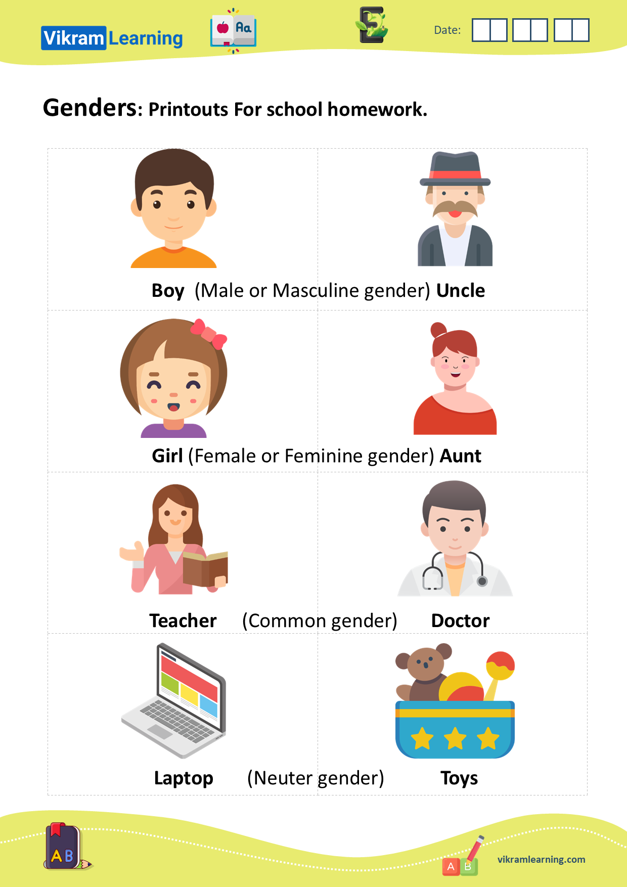 Download genders- male, female, common, neuter worksheets ...