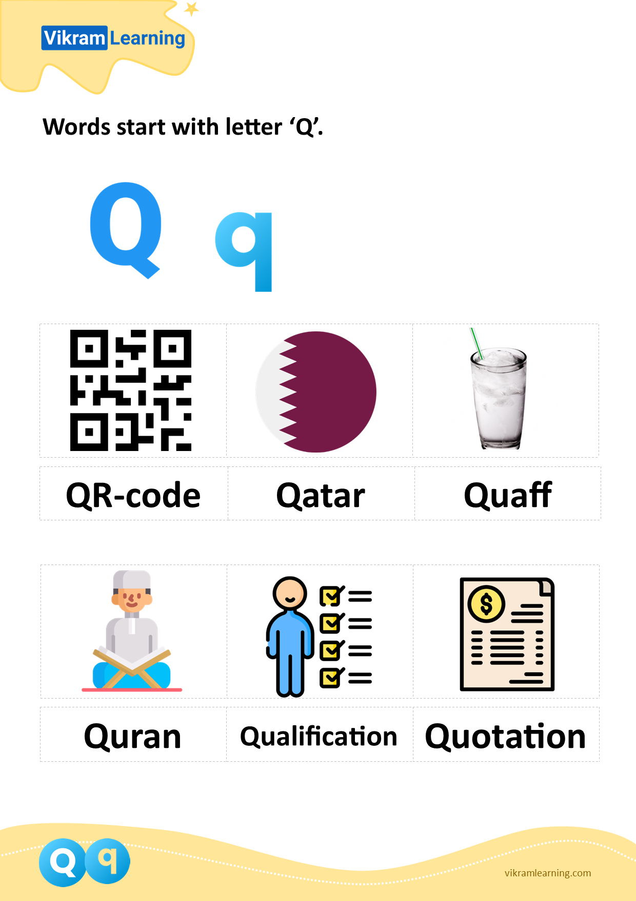 Download Words Start With Letter q Worksheets Vikramlearning