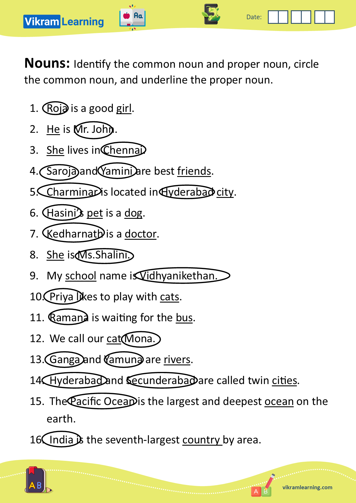 Download nouns - naming words worksheets