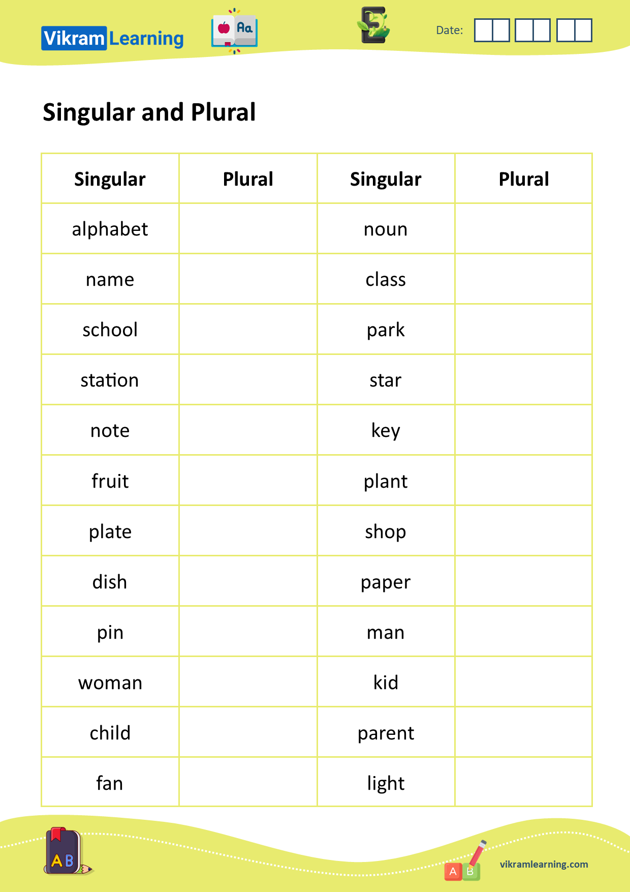 Singular And Plural Worksheets For Grade 4 With Answers