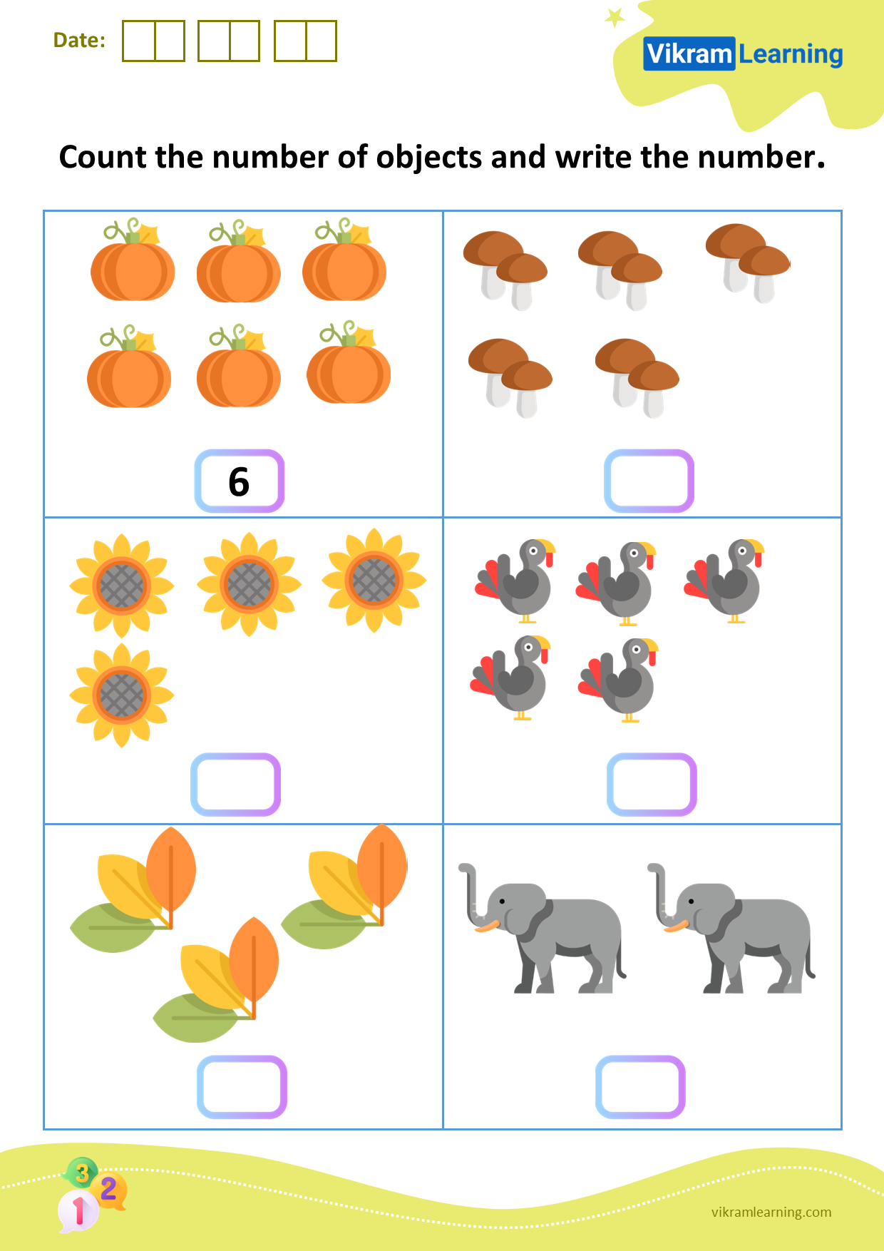 Download count the number of objects and write the number worksheets