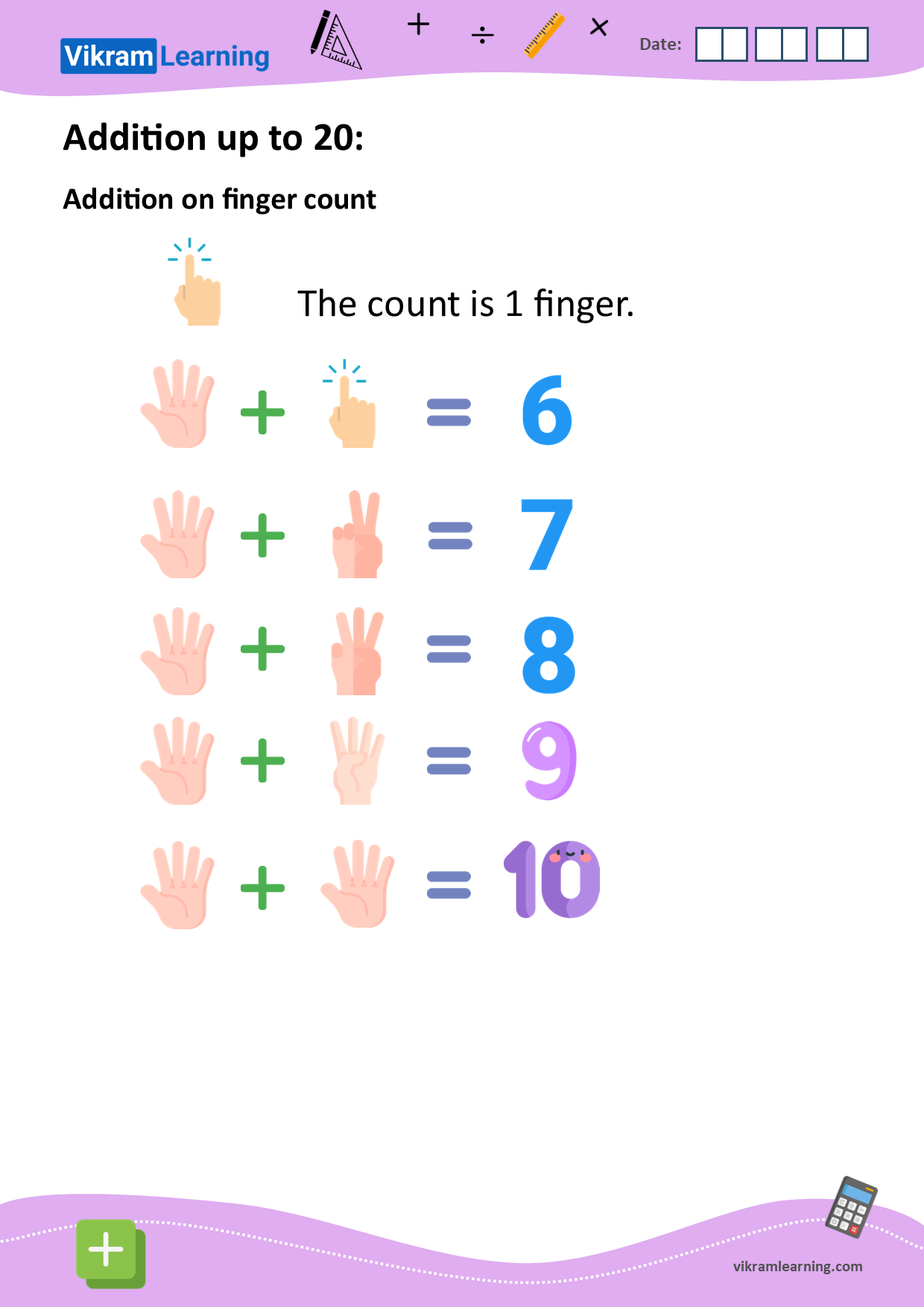 Download addition up to 20 using pictures worksheets