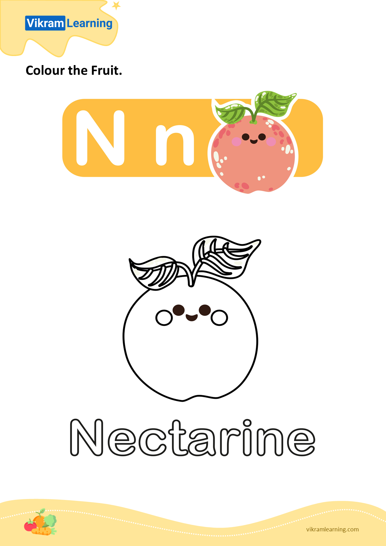 Download colour the fruit - nectarine worksheets