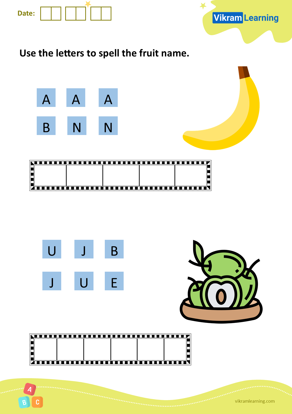 Download use the letters to spell the fruit name worksheets