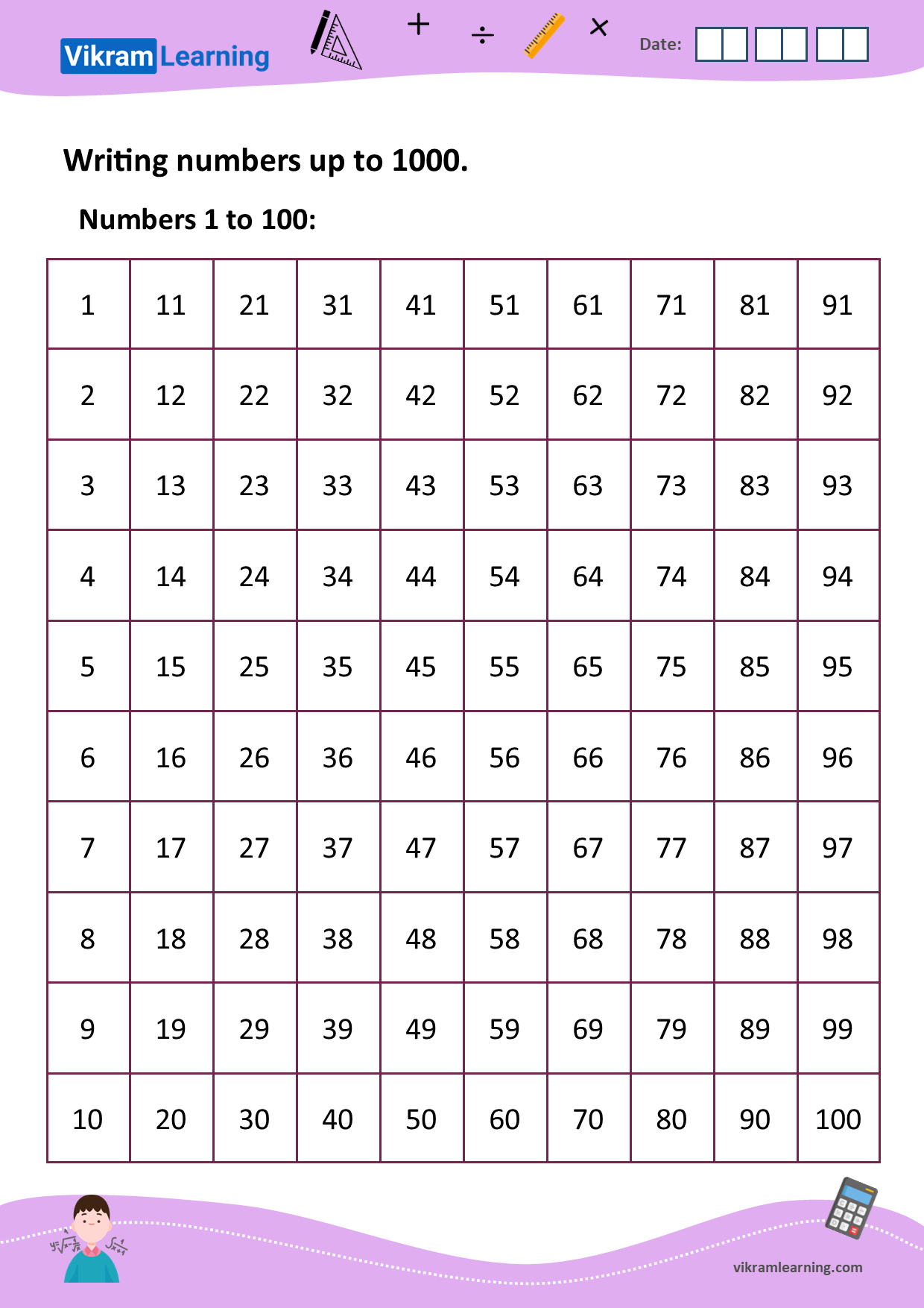 Download writing numbers up to 1000 worksheets