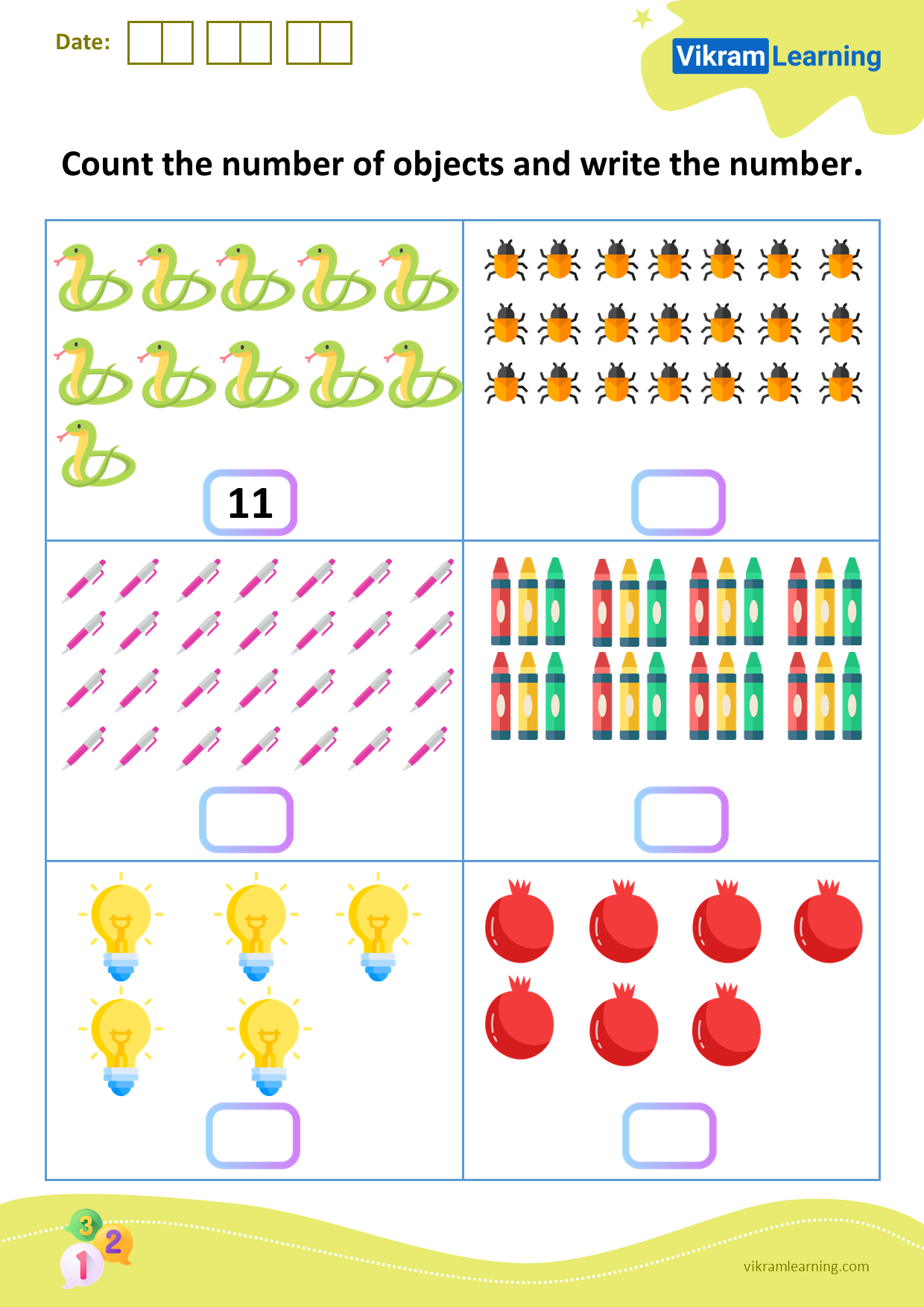 Download count the number of objects and write the number worksheets