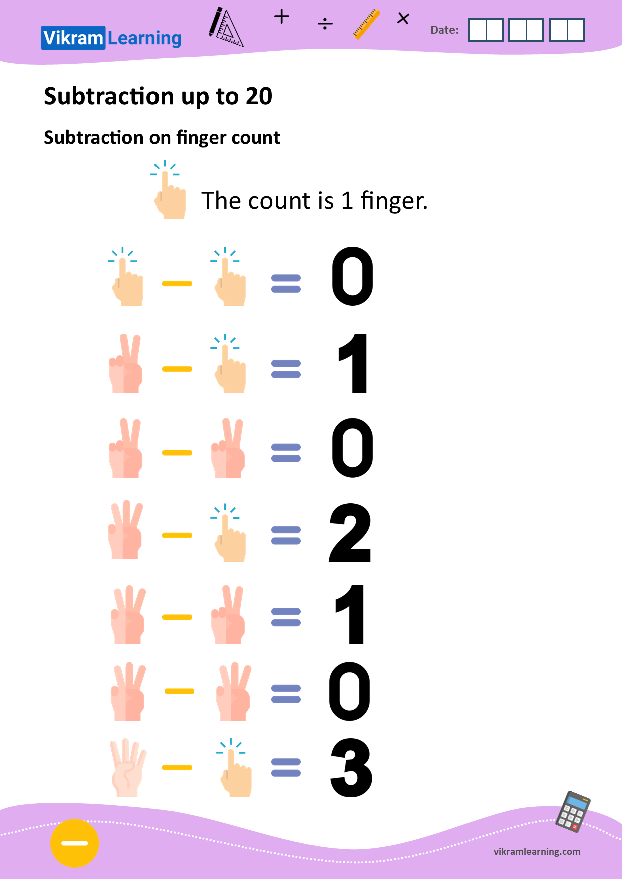 Download subtraction using pictures worksheets | vikramlearning.com