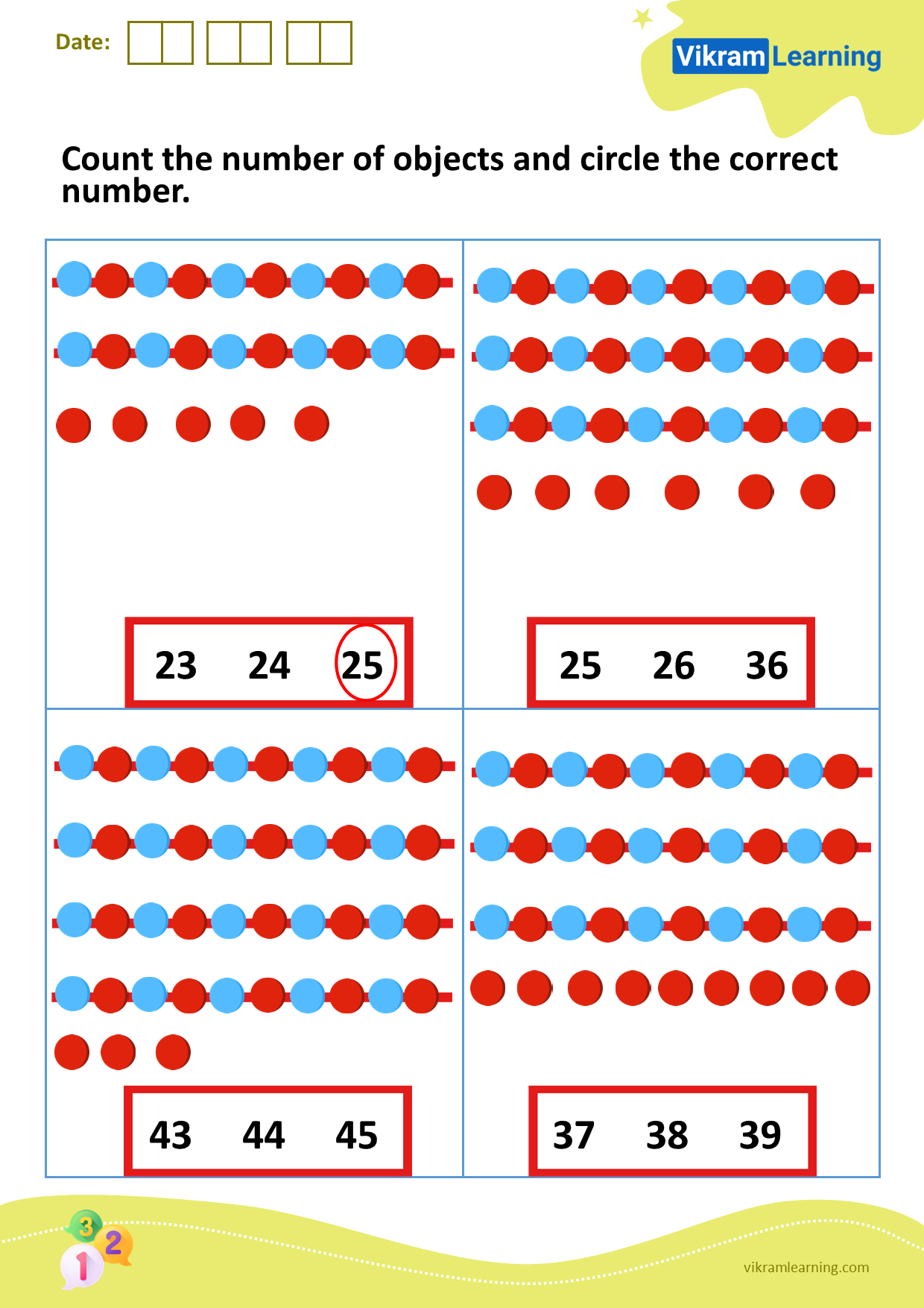 Download count the number of objects and circle the correct number worksheets