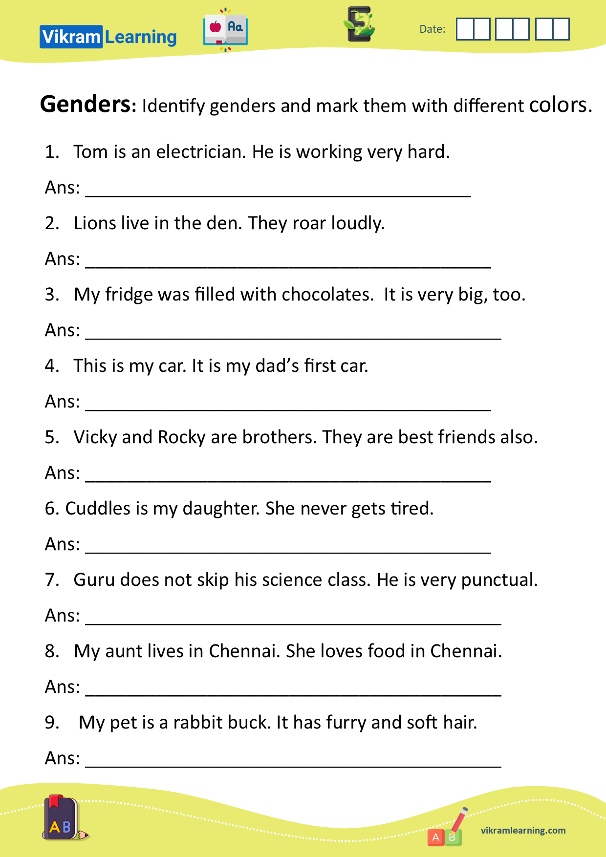 Download genders- male, female, common, neuter worksheets for free ...