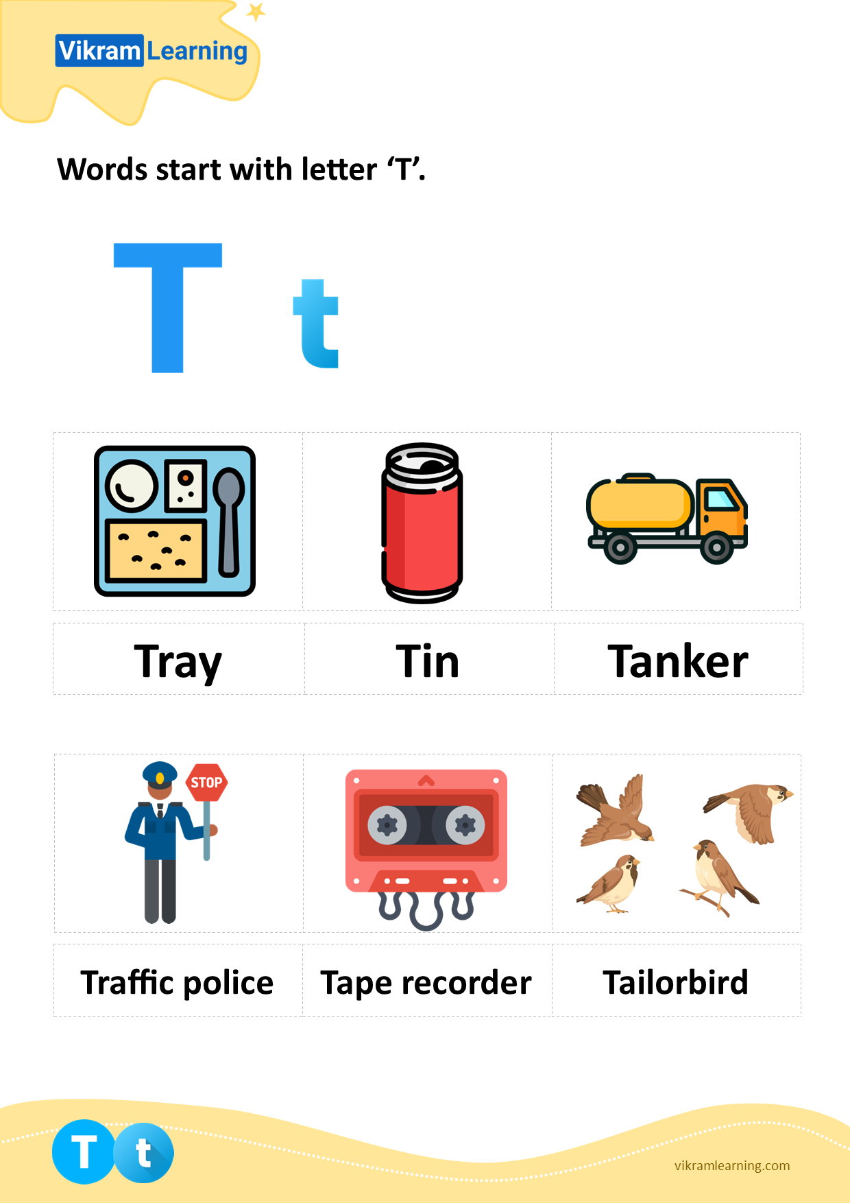 Download Words Start With Letter t Worksheets Vikramlearning