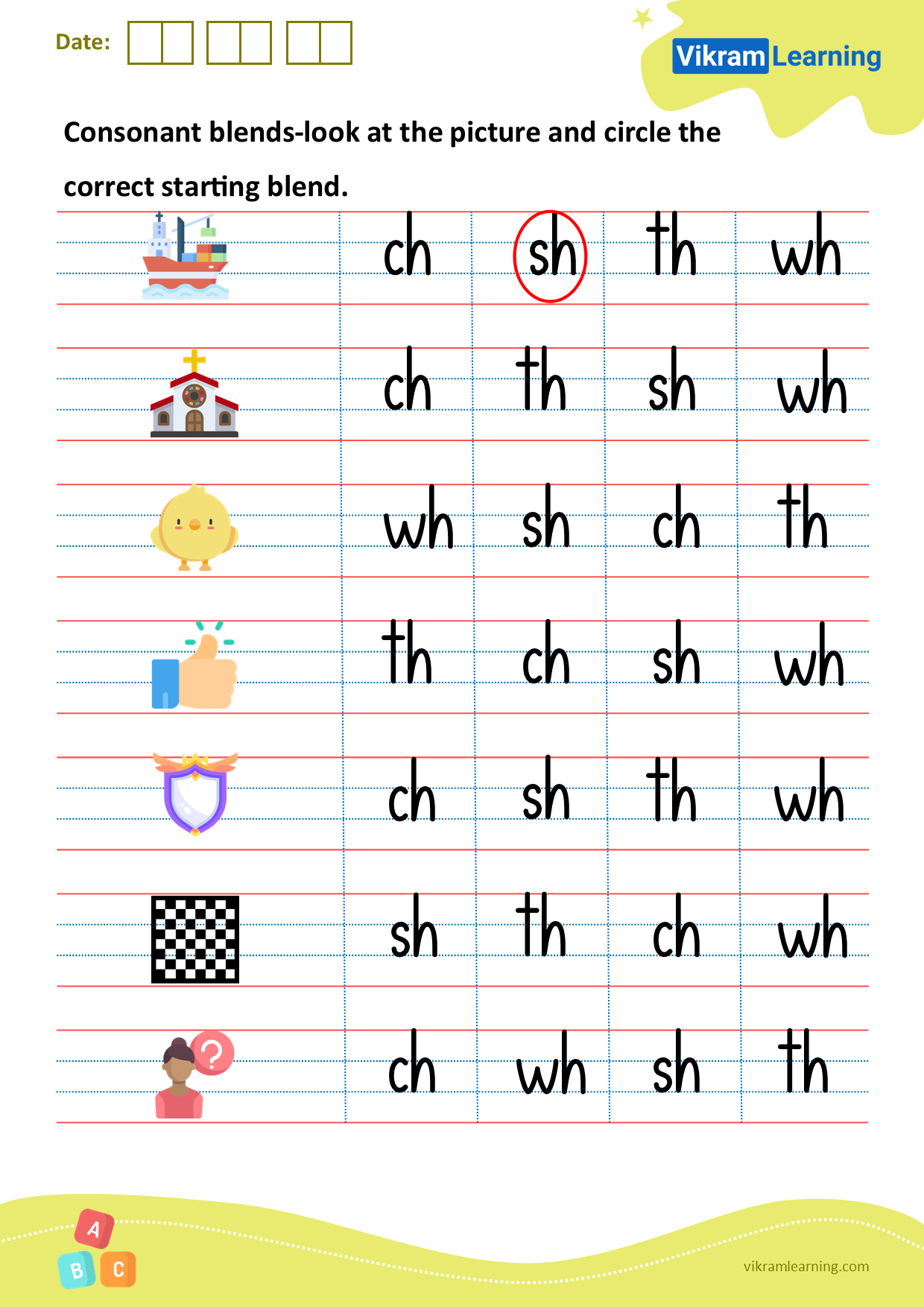 Download consonant blends-look at the picture and circle the correct starting blend worksheets