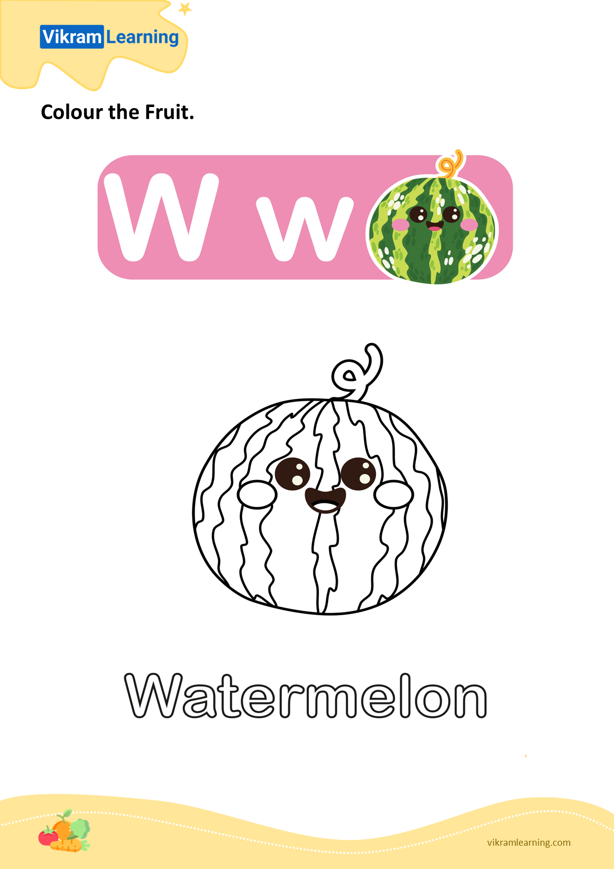 Download colour the fruit - watermelon worksheets