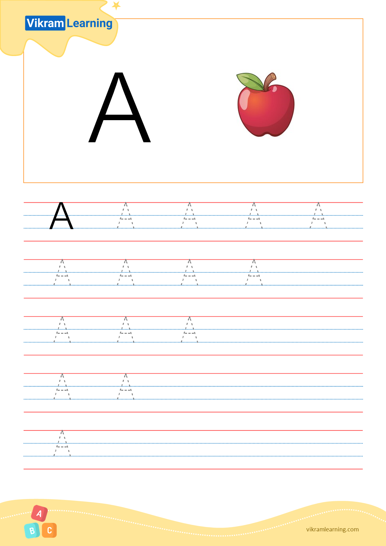 English alphabet A worksheet