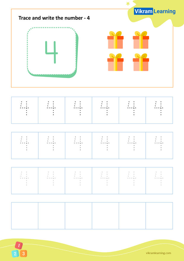 Maths number four worksheet