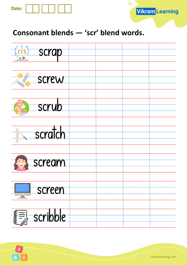 English consonants blends worksheet